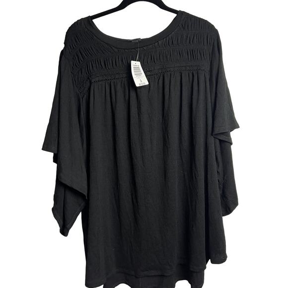 torrid Tops - Torrid Women's Plus Size Black Knit Smocked Flutter Sleeve Top - Size 5 - NWT